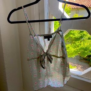Green floral top shop tank top blouse